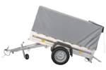 Remolque de coche Remolque de jardín 200 KIPP 200 x 106 cm con lona alta, barra antivuelco y rueda giratoria GVWR 500 kg