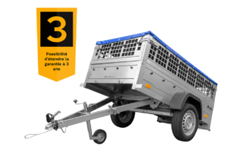 remolque de malla de 200×106 con lona plana azul, laterales de malla y rueda giratoria-Remolque de jardín 200 KIPP