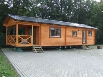 Casa móvil de madera de 10 x 4,5 metros, total 45 m2